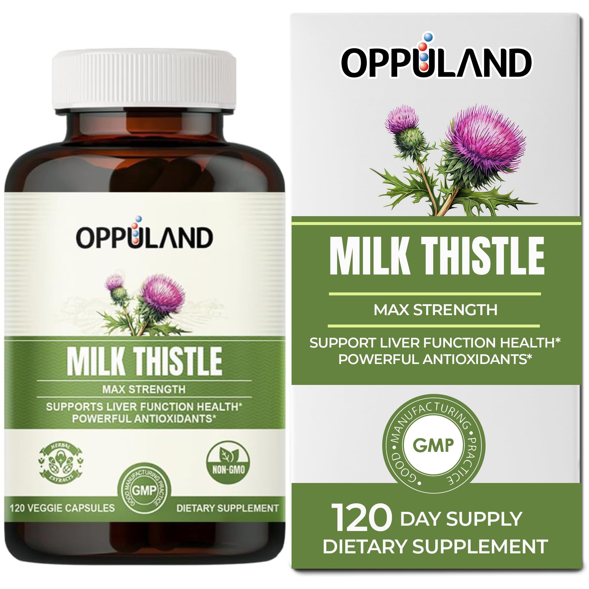 Oppuland Milk Thistle Capsules bottle 250mg front