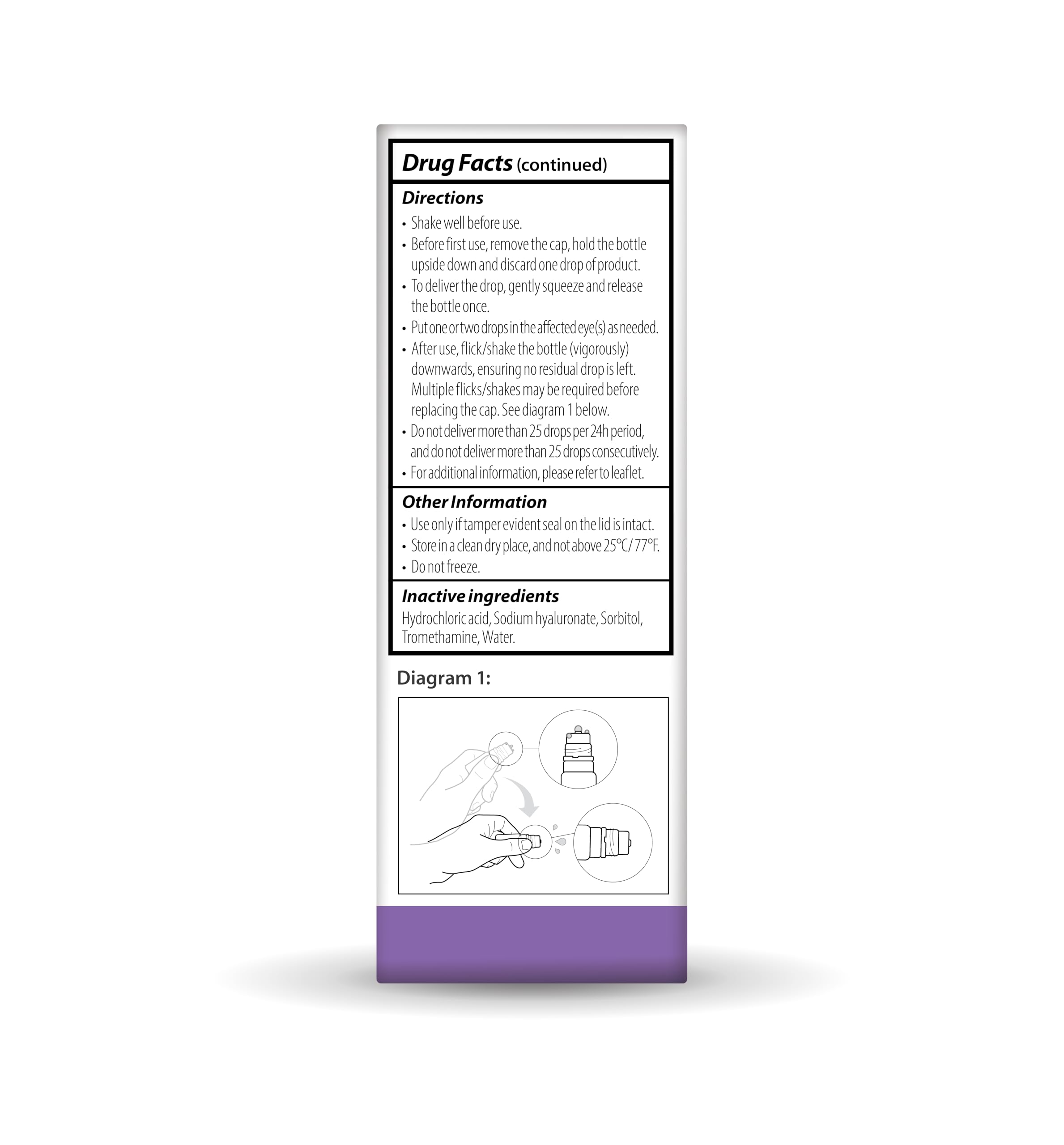 Optase Dry Eye Intense Drops multidose bottle highlights large dosing capacity.