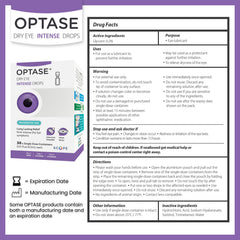 Optase Dry Eye Intense Drops single-dose vials pack emphasizing sterile, precise dosing.