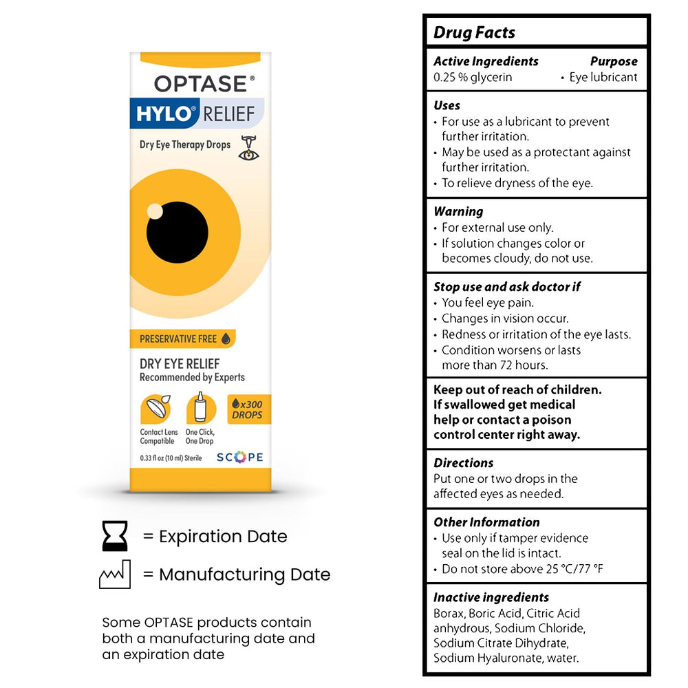 Optase HYLO Relief precision dispensing highlights controlled, drop-by-drop hydration.
