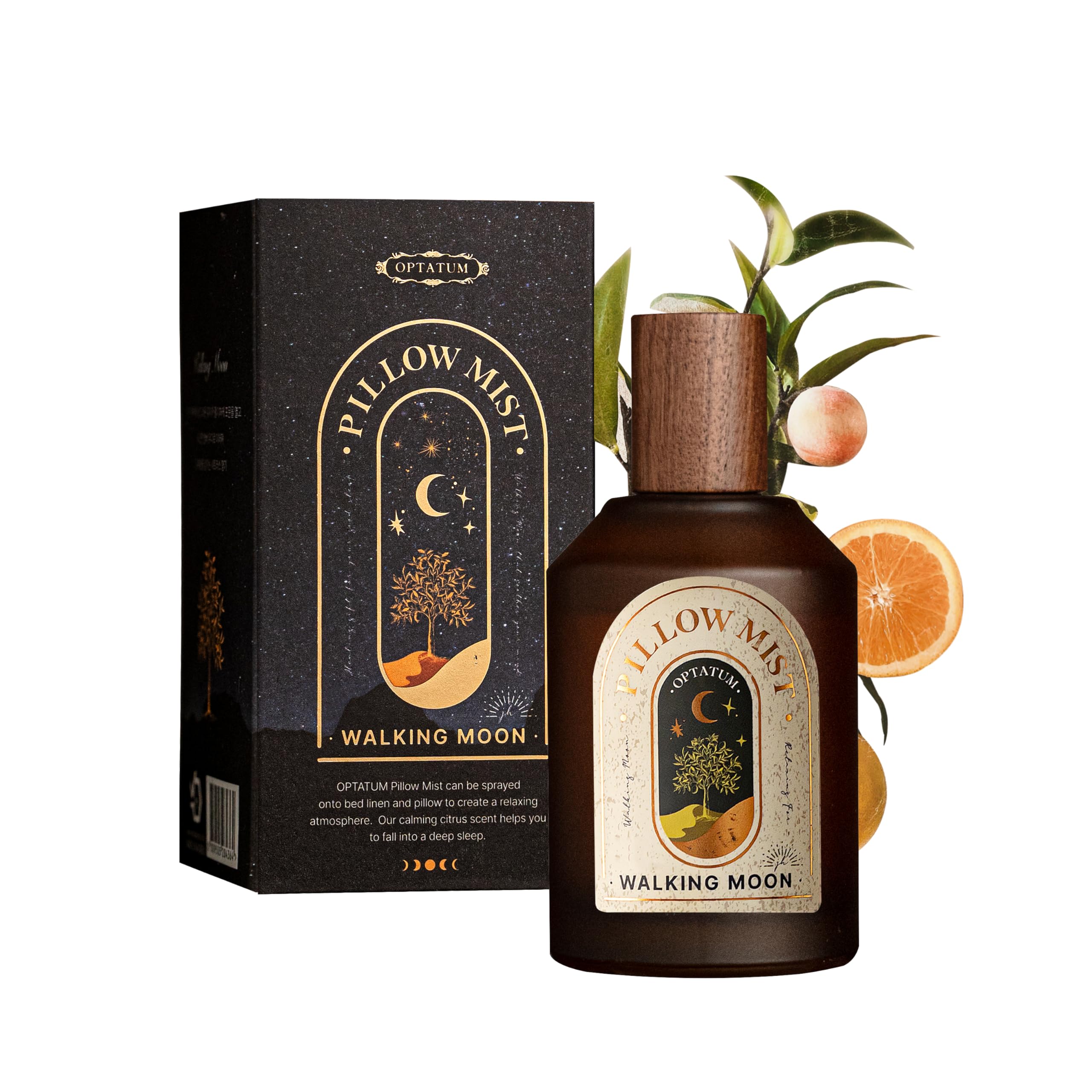 Bottle of OPTATUM Pillow Mist with night sky packaging