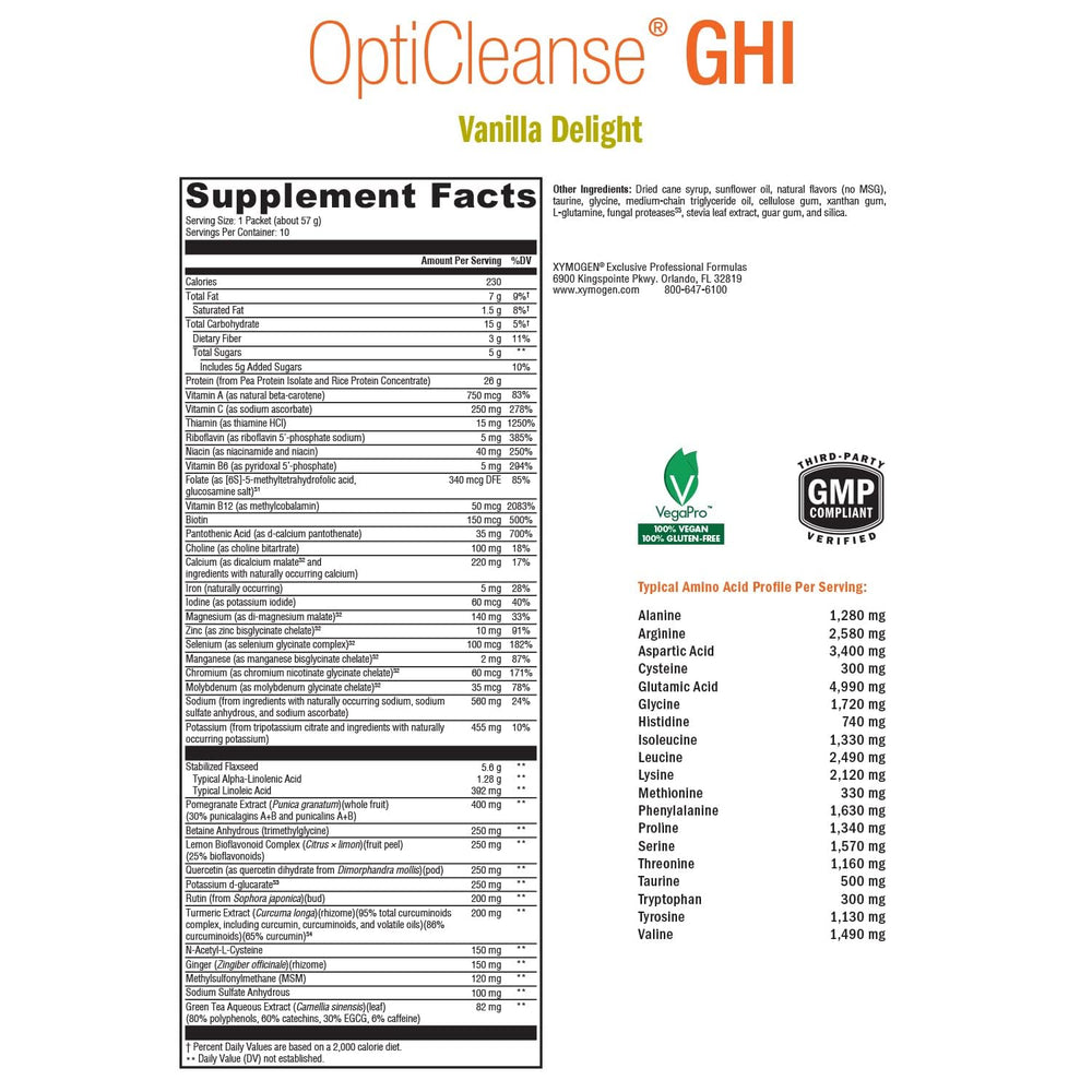 Scoop of OptiCleanse GHI Detox Vanilla Delight vegan protein powder