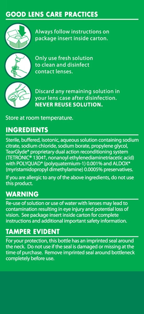 Hands cleaning contact lenses with OPTI-FREE Replenish solution