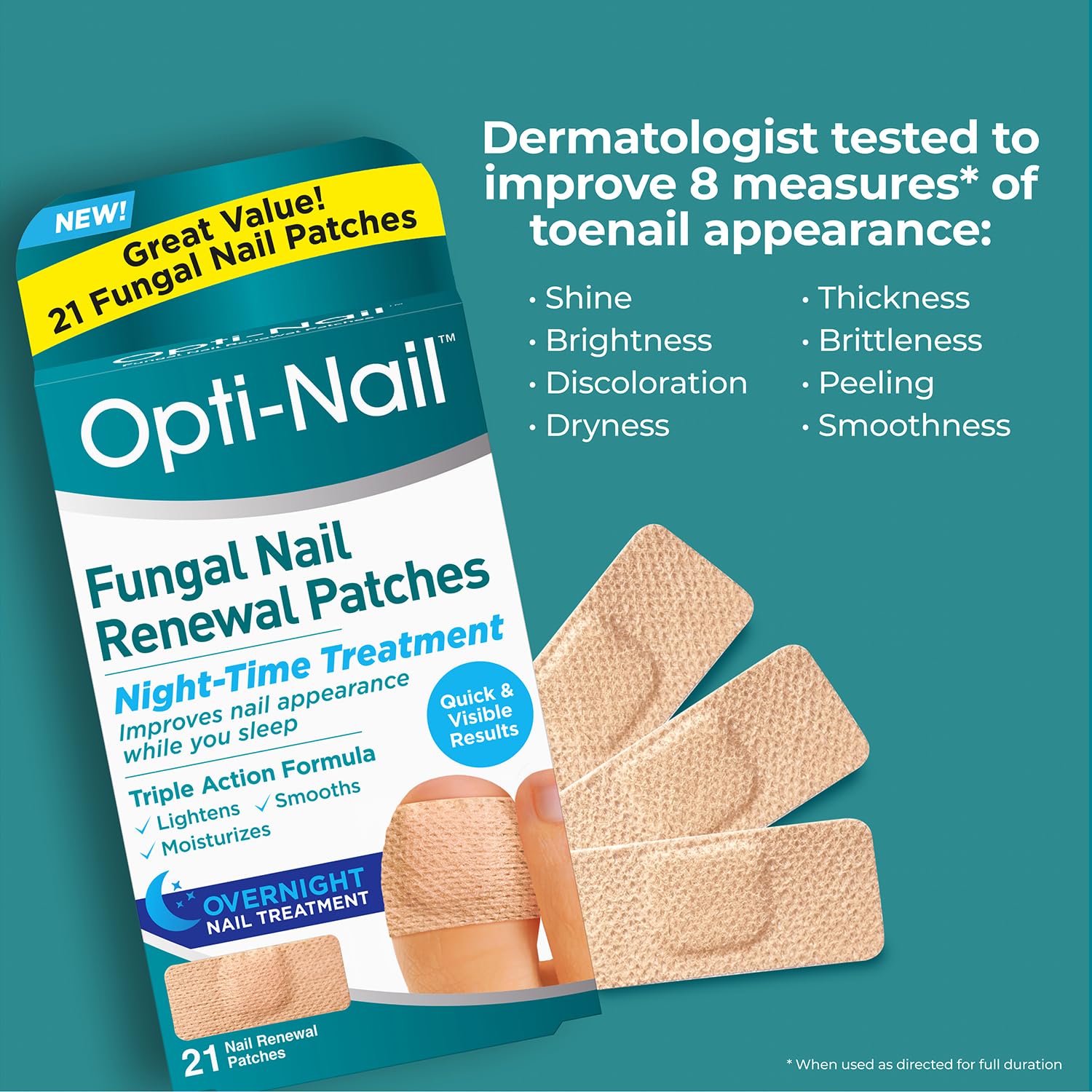 Opti-Nail nail-brightening formula visual showcasing quick, visible results.