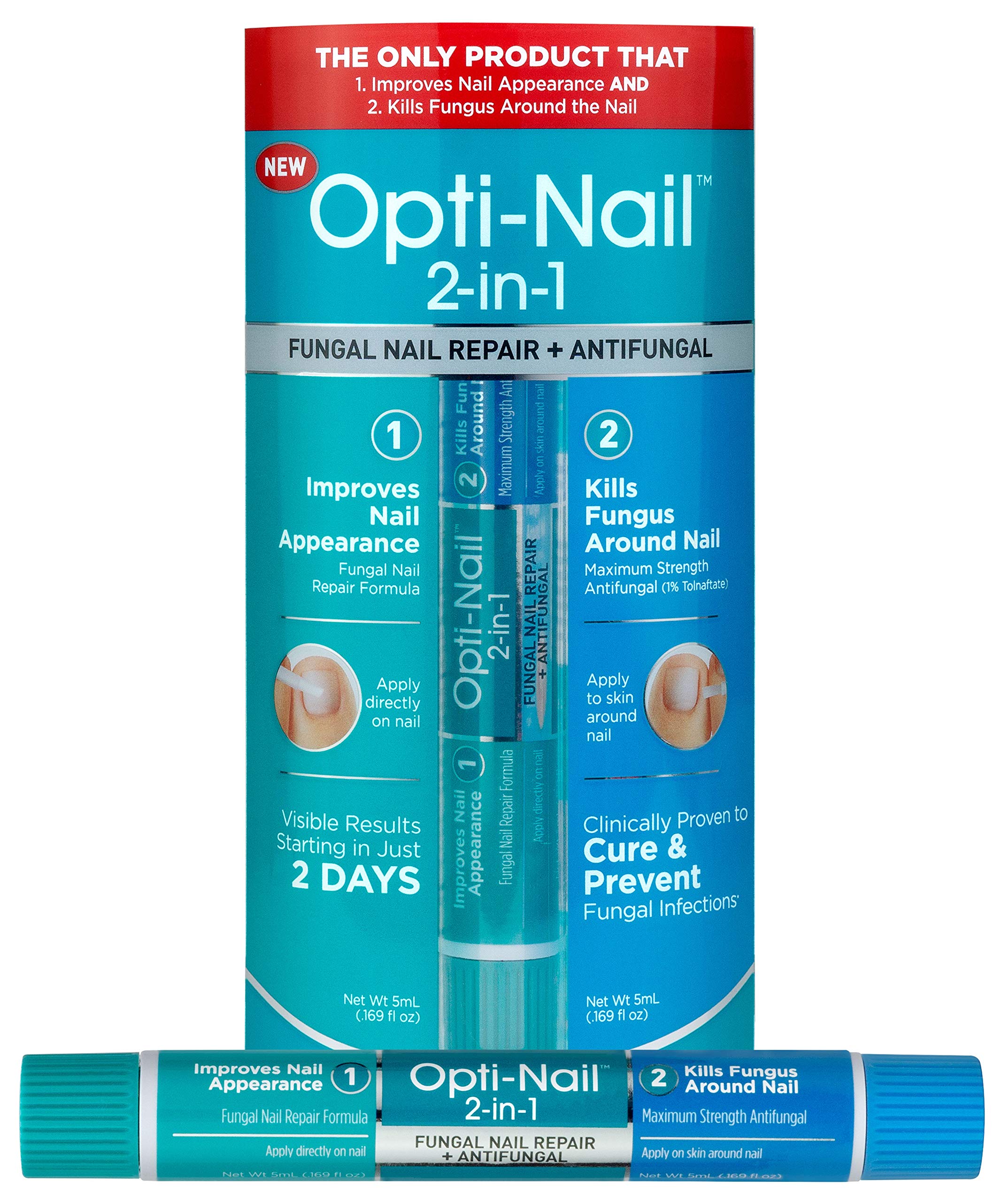 Opti-Nail renew nail appearance bottle demonstrates an easy at-home treatment for clearer nails.