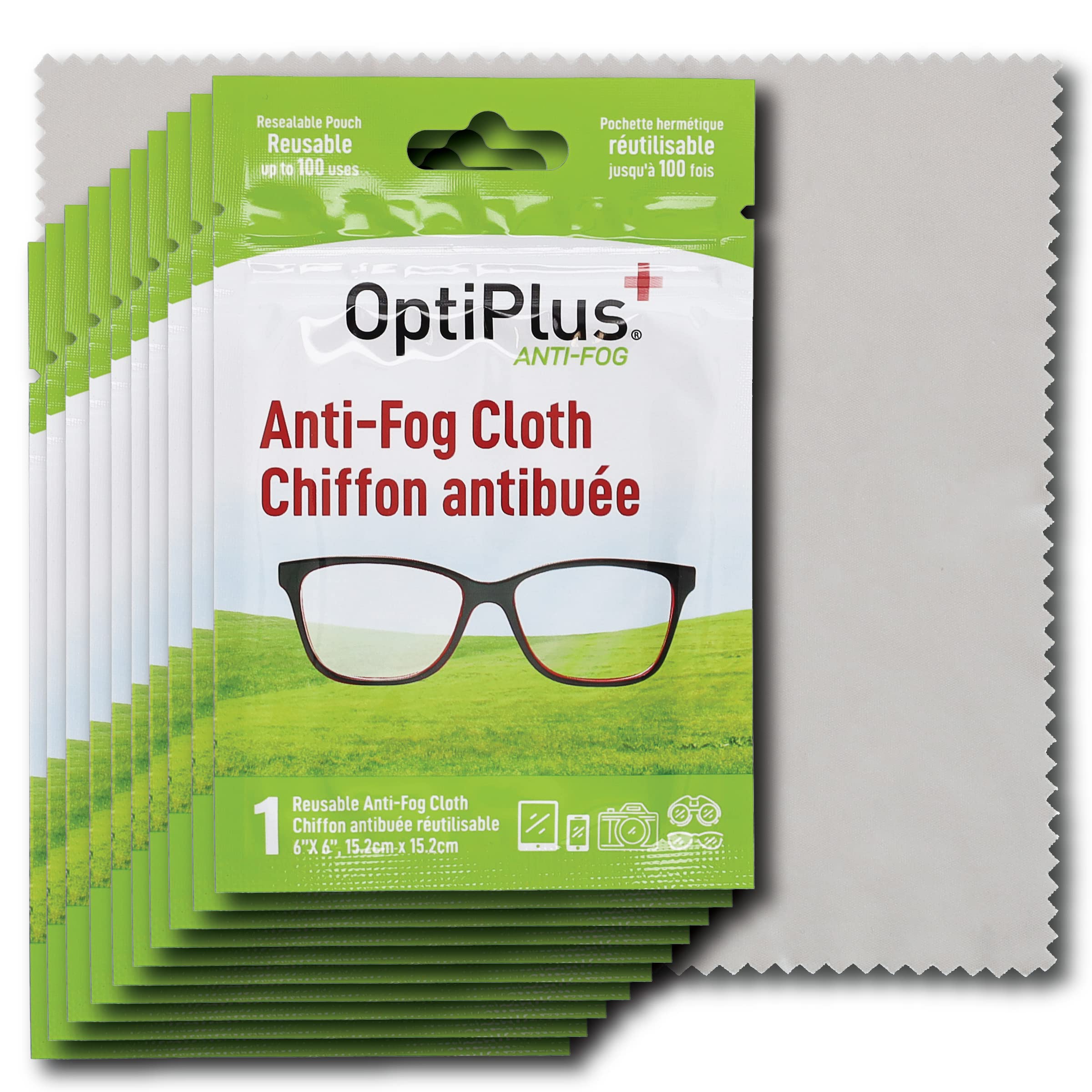 OptiPlus Anti-Fog Cloth 10-pack packaging
