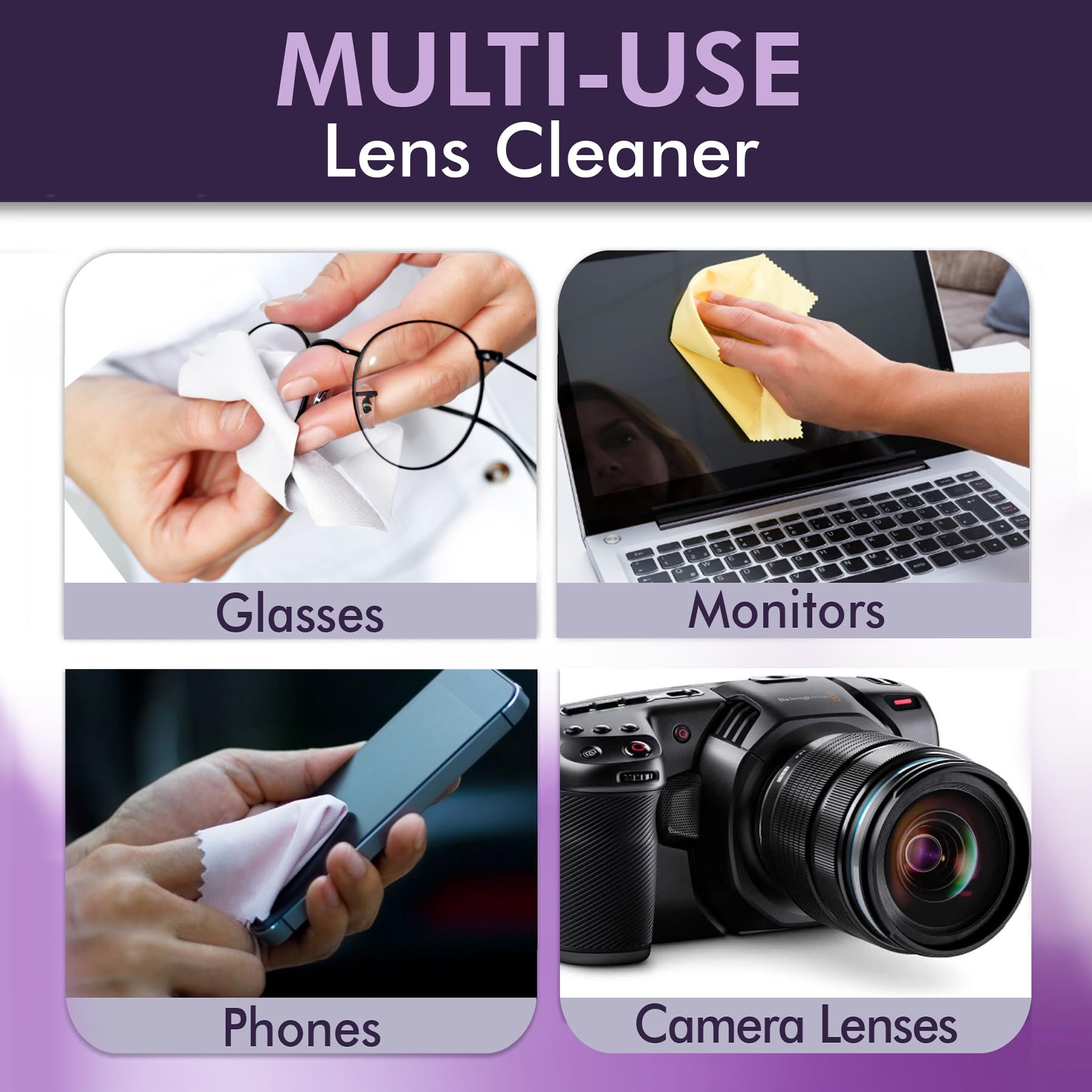 Screen and devices being cleaned with OptiSource Clear View Cleaner