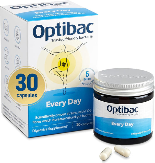 Bottle of OptiBac Probiotics Daily Wellbeing 30 capsules