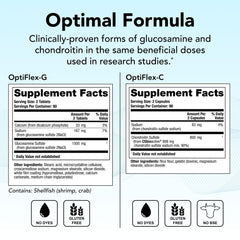 Close-up of OptiFlex Complete glucosamine 1500 mg and chondroitin 800 mg capsules