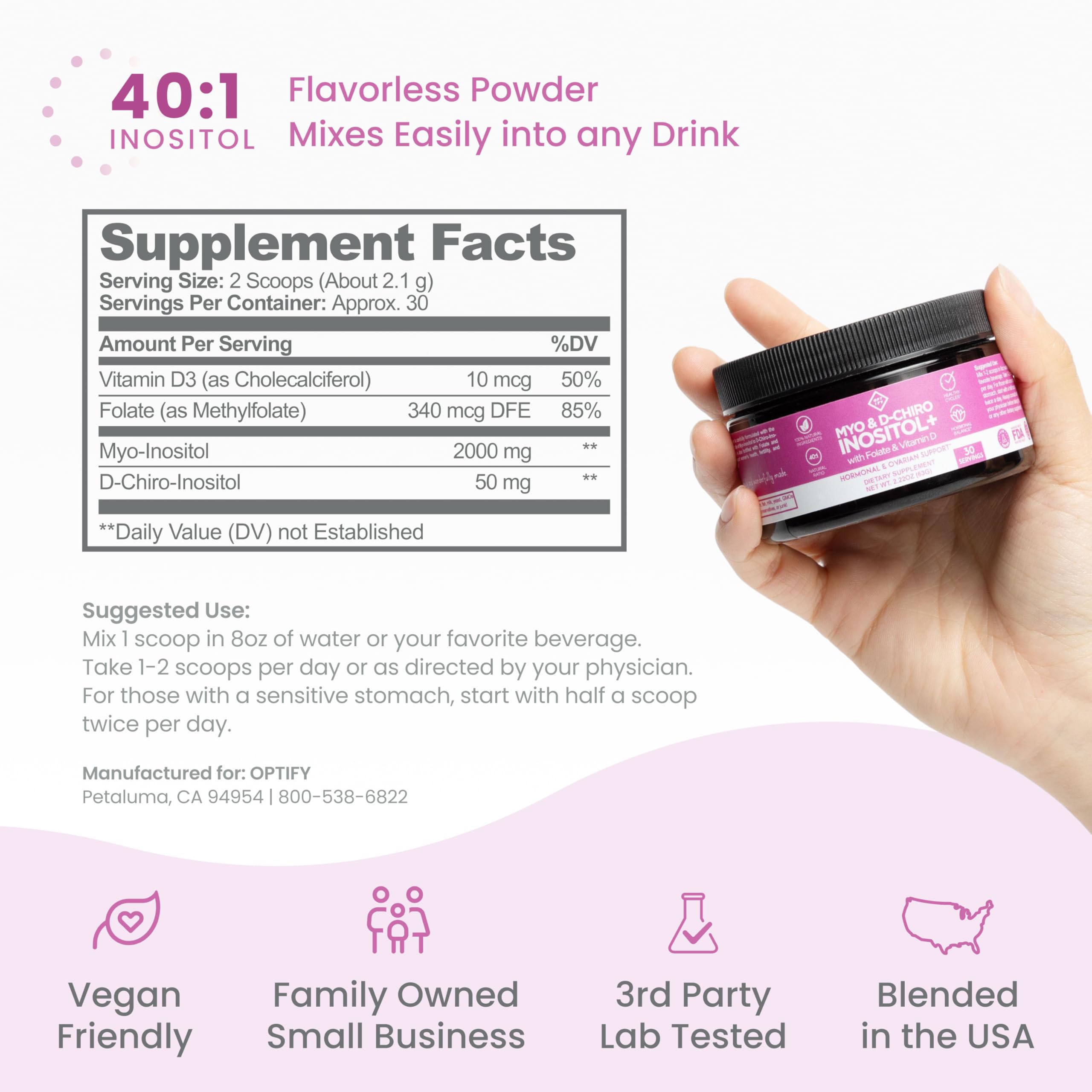 30-day supply of flavorless, easy-to-mix inositol powder