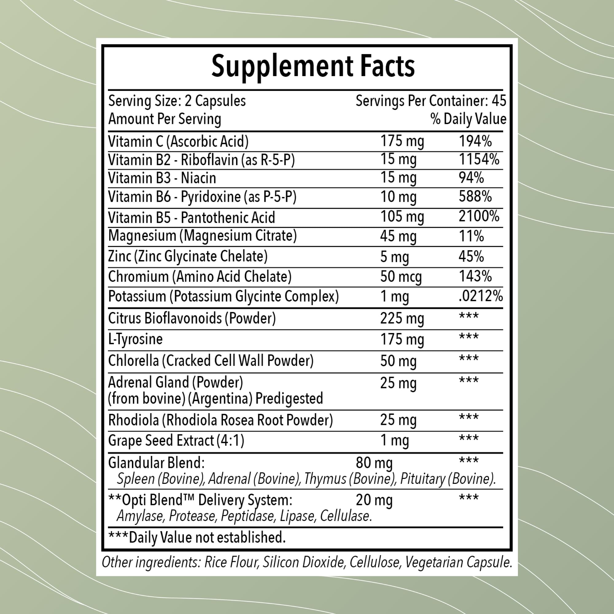 Opti-Adrenal ingredients list