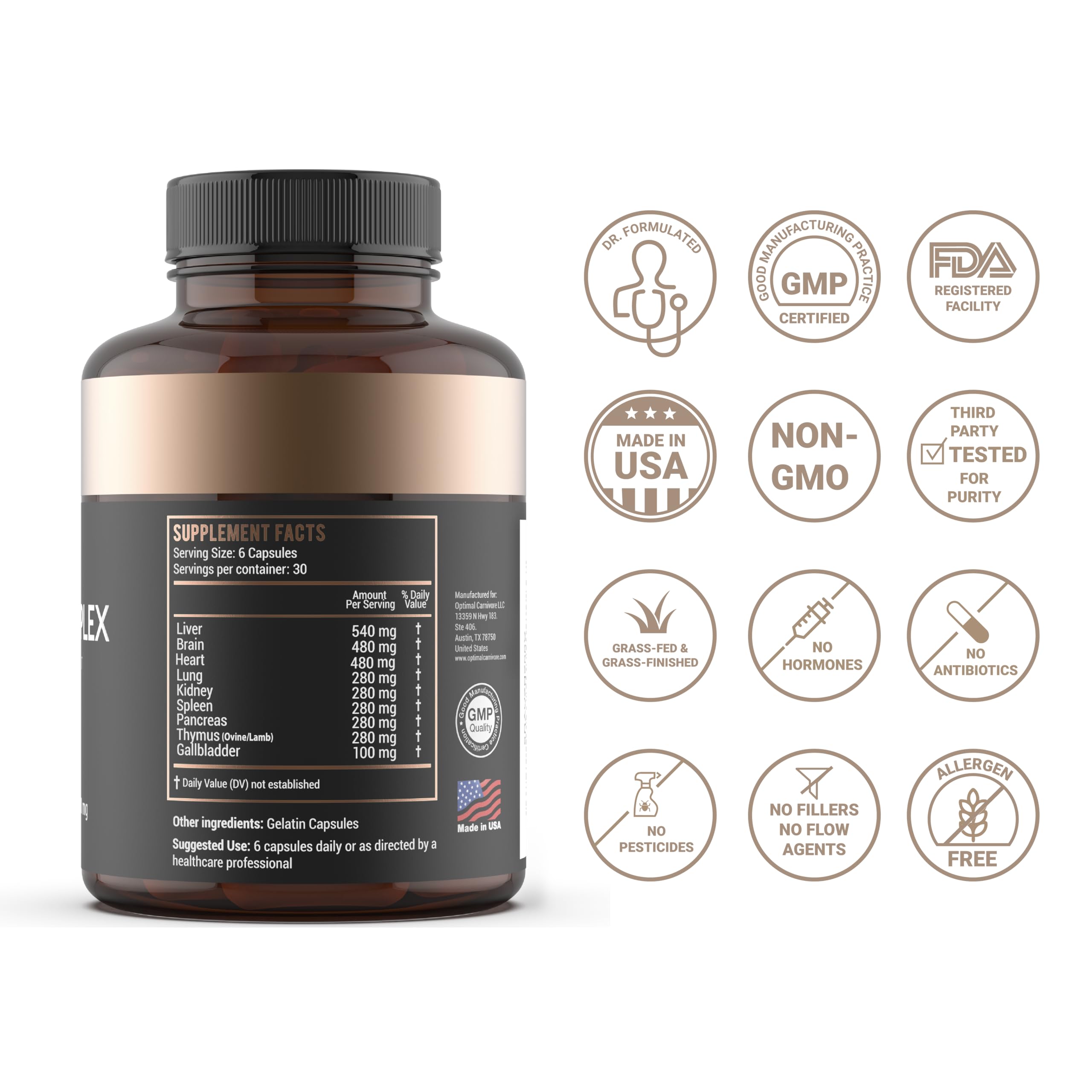 Optimal Carnivore 9-Organ Complex brain image for mental clarity and focus support
