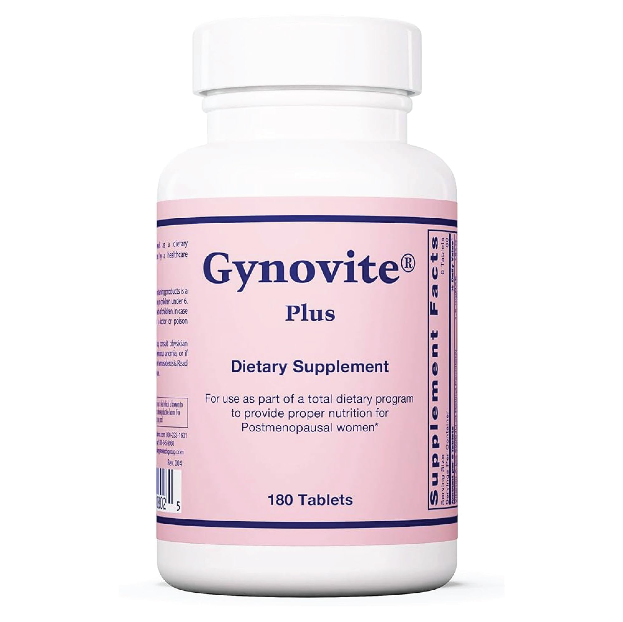 Optimox Gynovite bottle with 180 tablets - front view