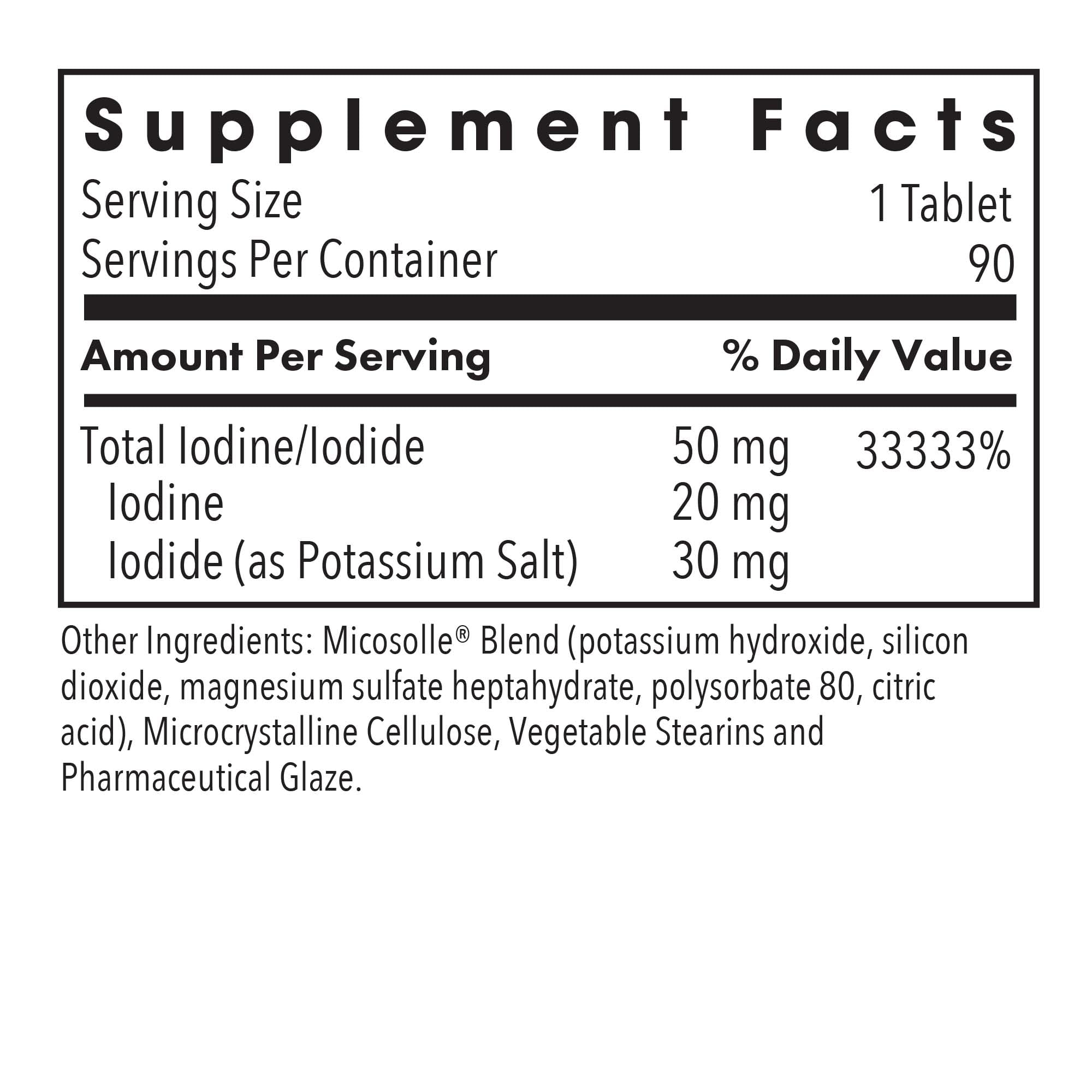 90-count bottle packaging of Optimox Iodoral
