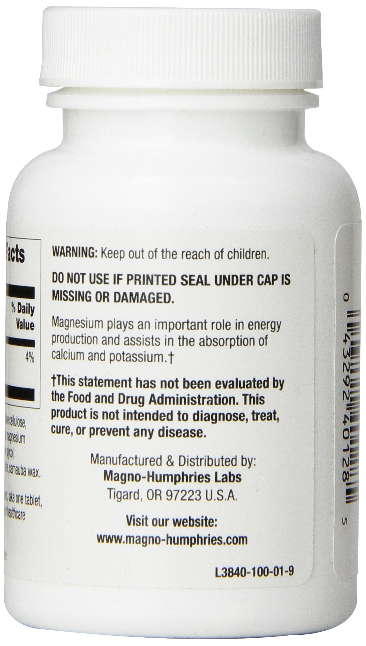 Close-up of Optimum Magnesium Gluconate 250 mg tablets