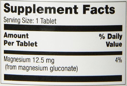Supplement facts panel for Optimum Magnesium Gluconate tablets