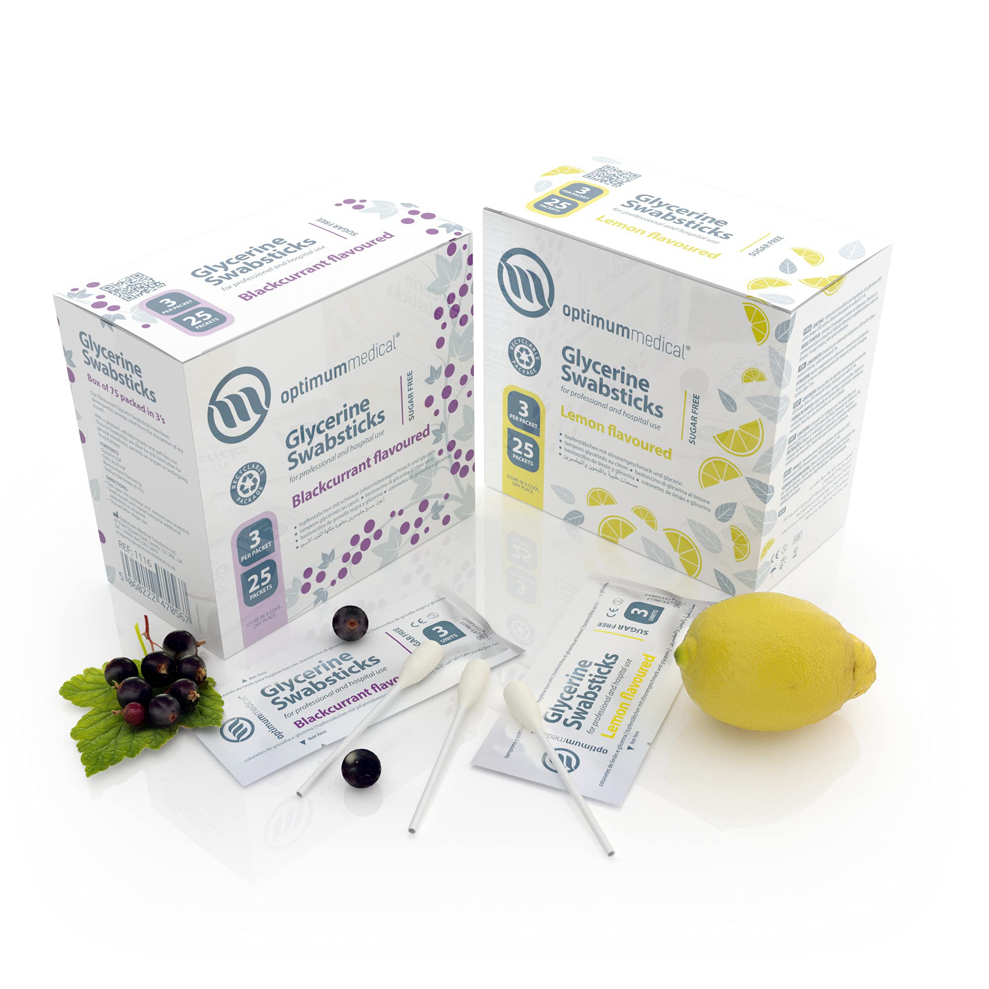 Foil-packaged glycerin swabsticks for dry mouth relief