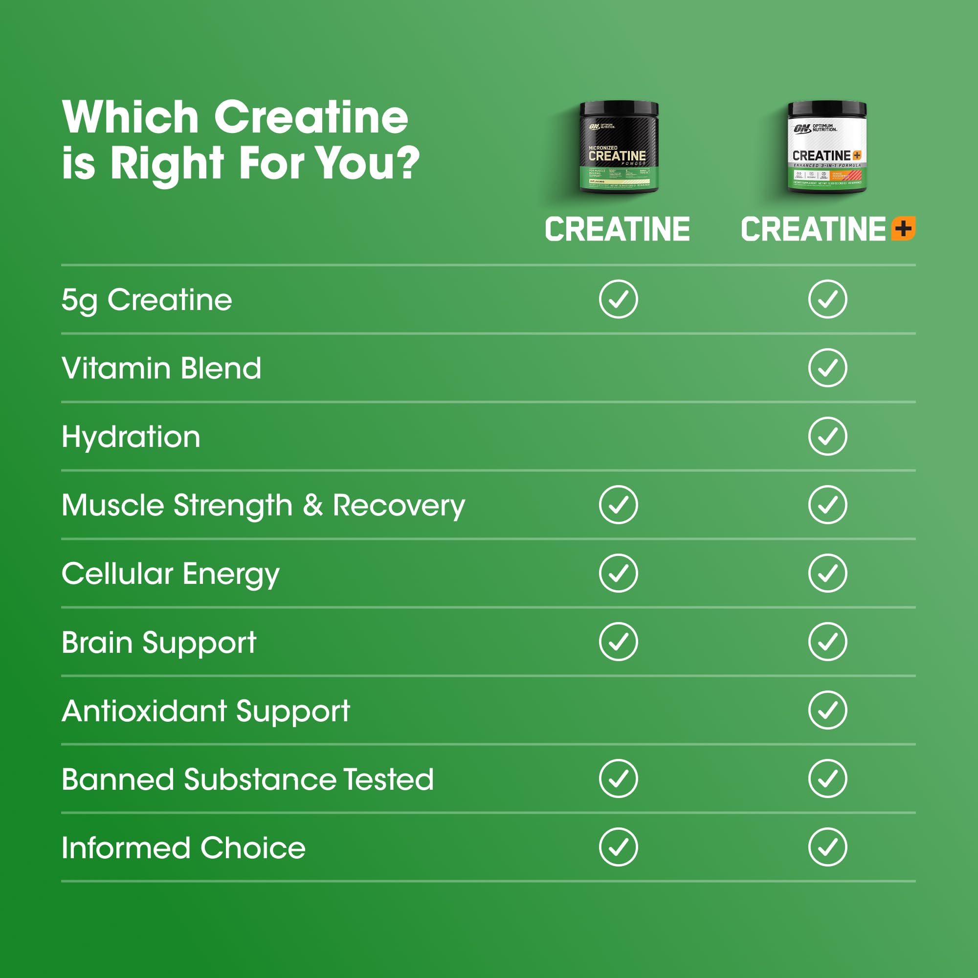 Supplement facts panel details for Creatine Monohydrate