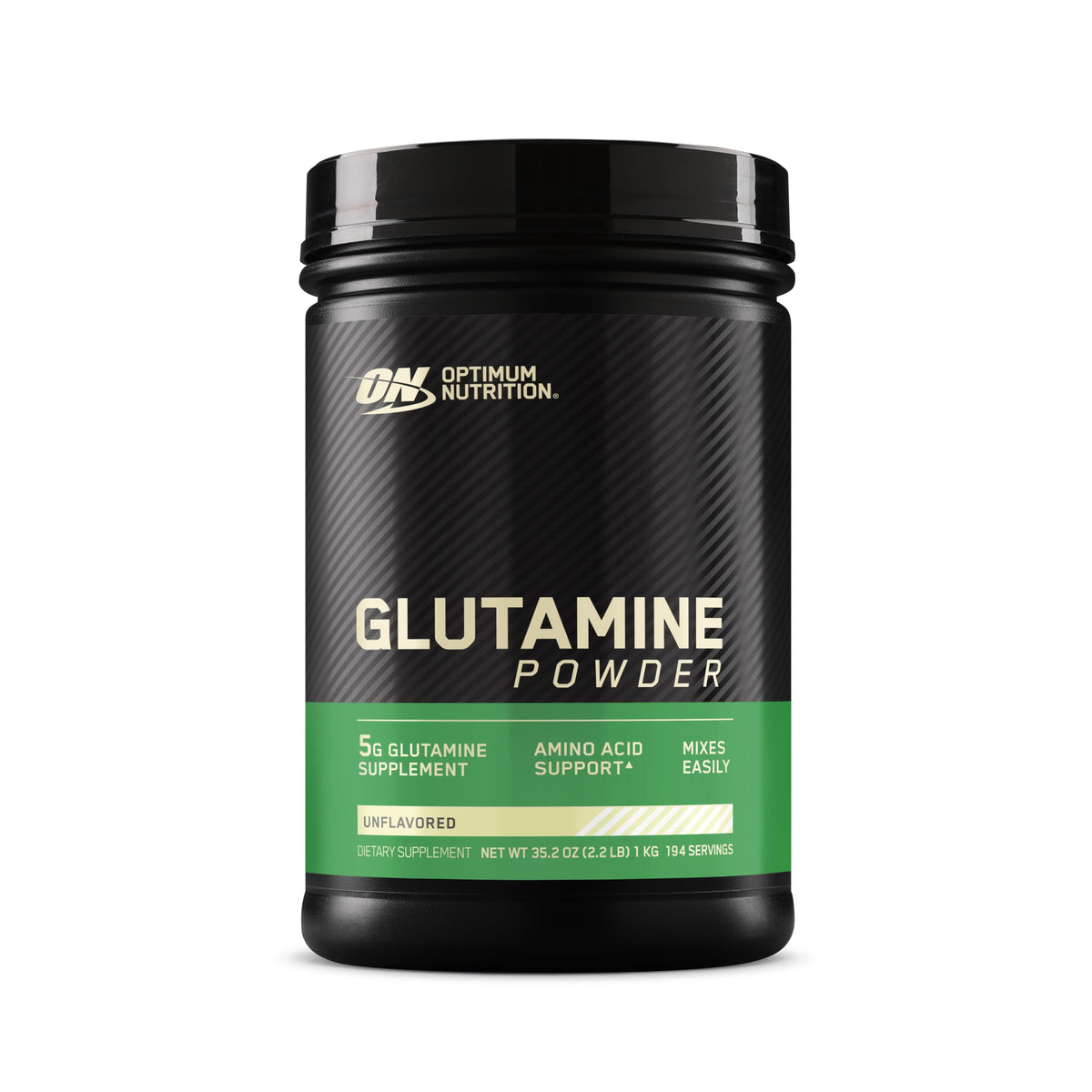 Front view of Optimum Nutrition L-Glutamine 1000g container