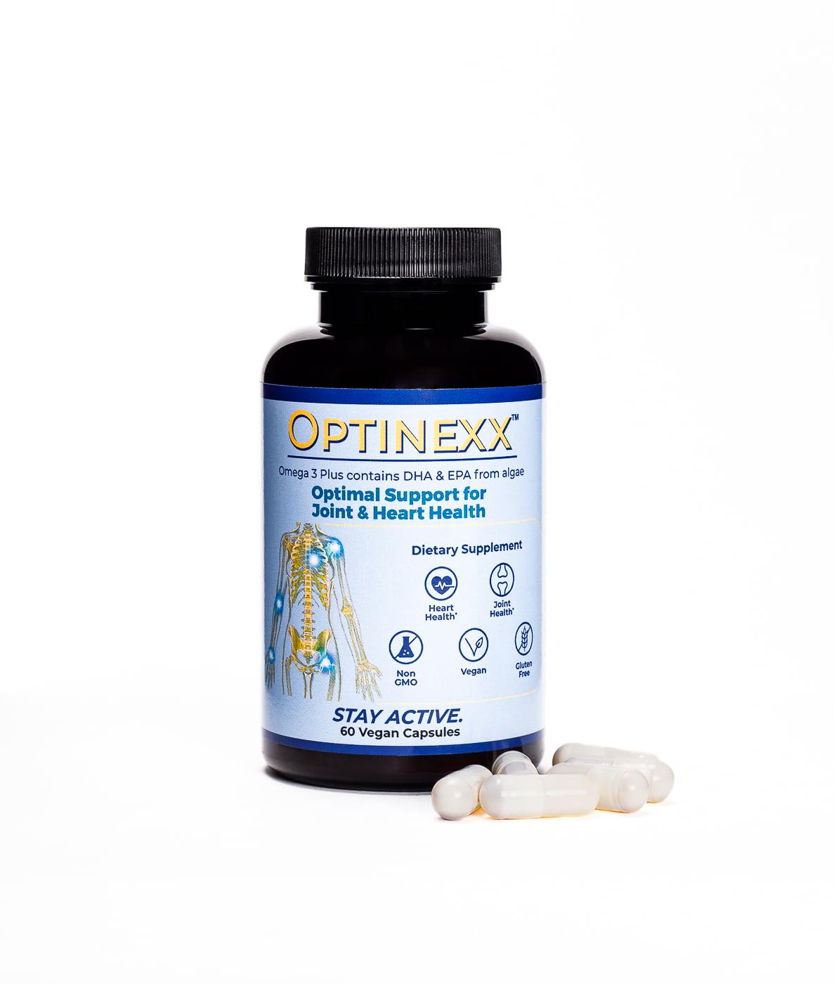 Optinexx bottle with label on white background