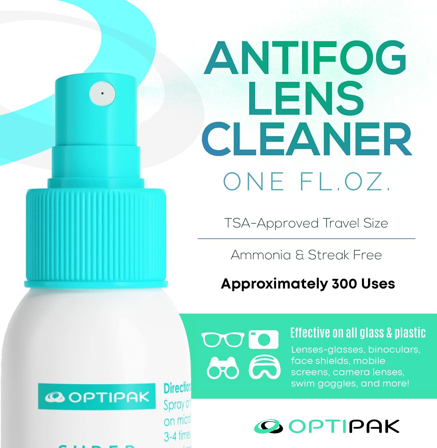 Open OPTIPAK pouch showing spray bottles and microfiber cloths