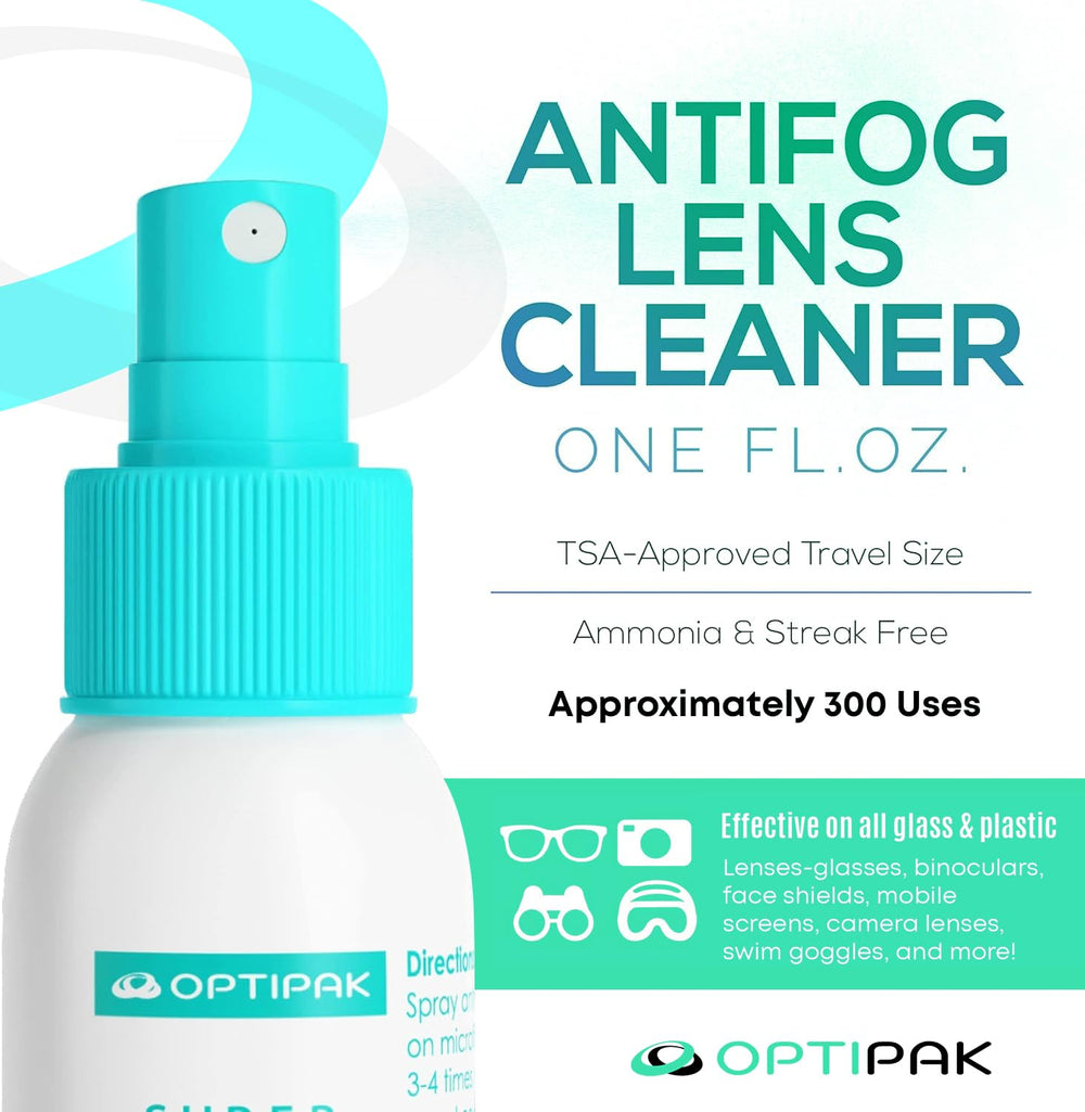 Open OPTIPAK pouch showing spray bottles and microfiber cloths