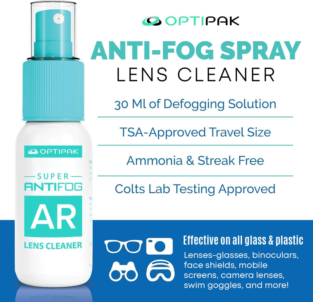 Four 1oz anti fog spray bottles for glasses and lenses