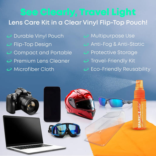 Vinyl flip-top pouch packaging of the OPTIPAK eyeglass cleaner kit