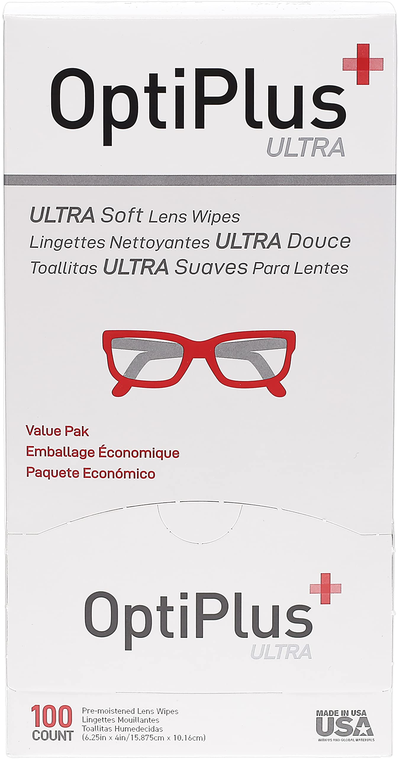 Close-up of OptiPlus Ultrasoft microfiber lens cloths for glasses
