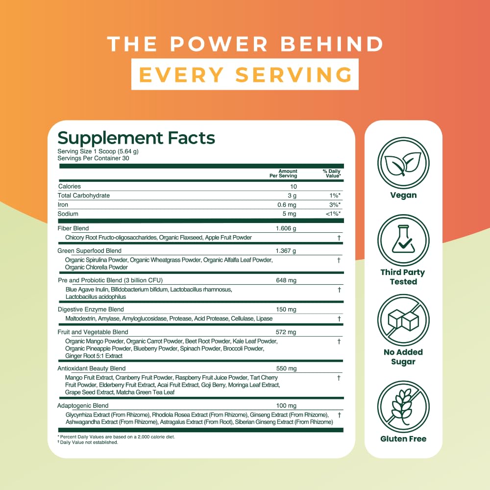 Vegan and gluten-free OptiVerd Greens formula