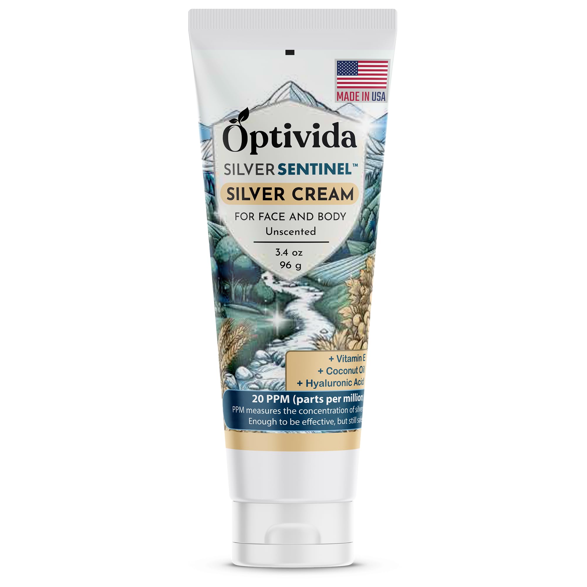 Optivida Nano Silver Skin Healing Cream jar closeup for soothing hydration