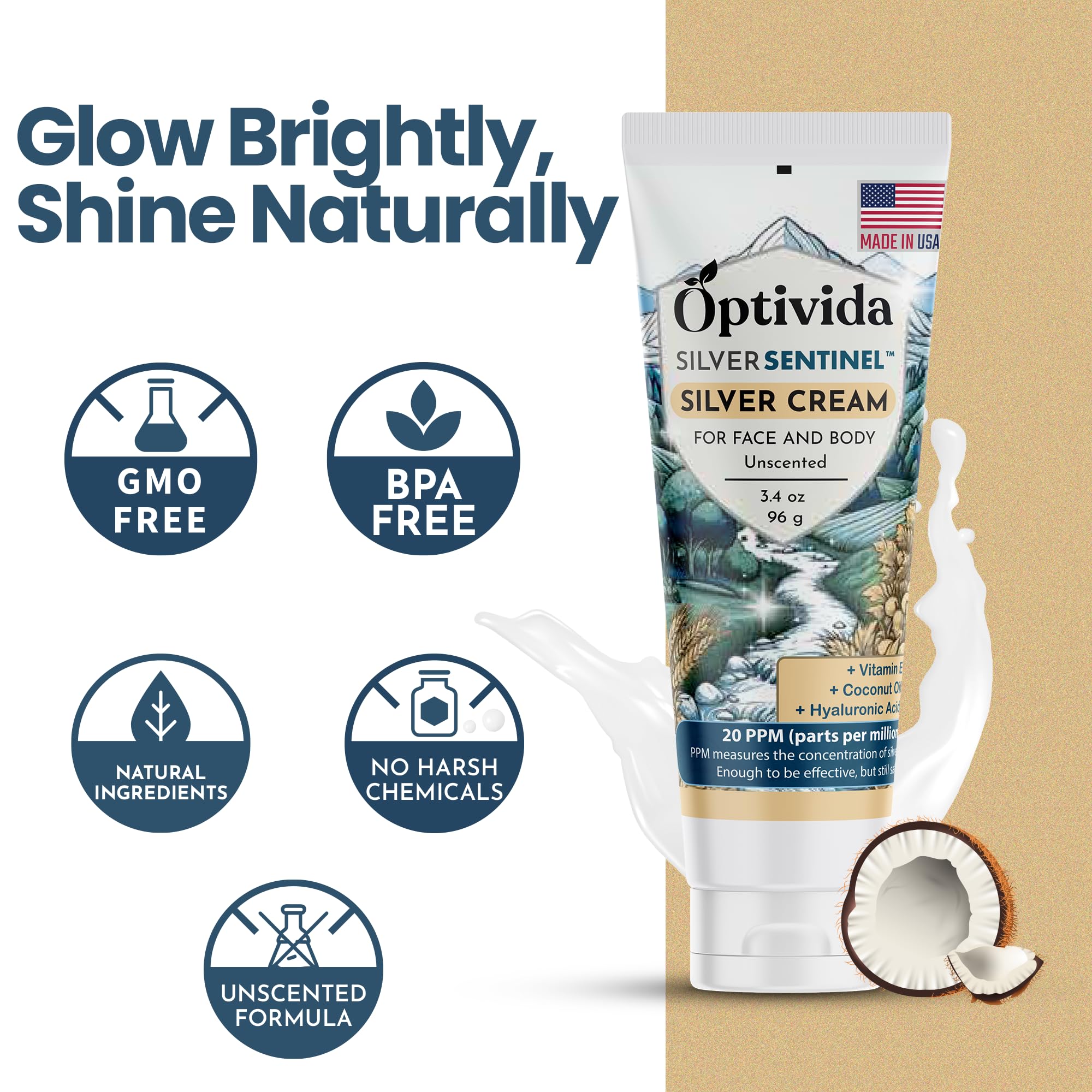 Optivida Nano Silver travel-friendly packaging for on-the-go moisturization