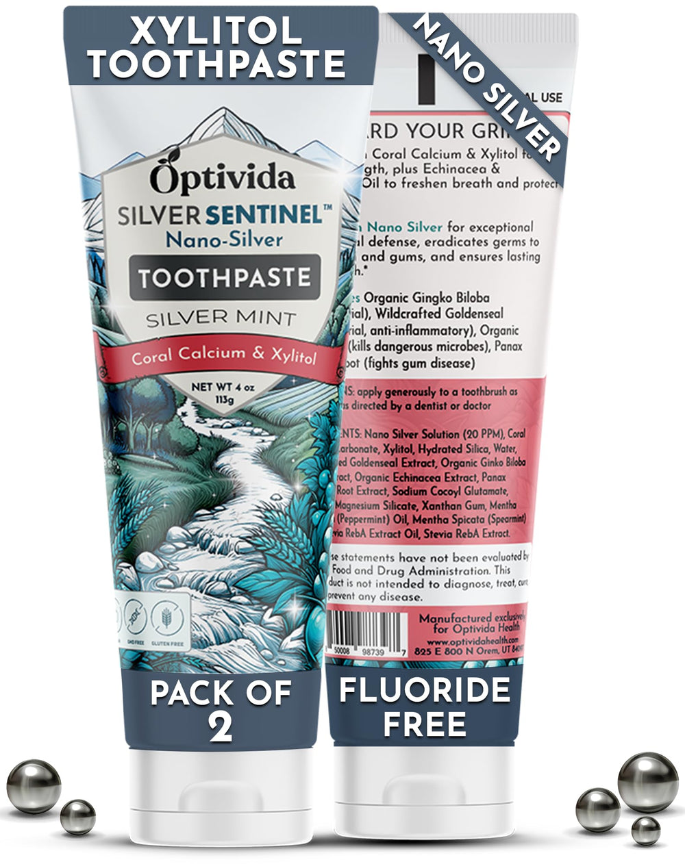 Optivida toothpaste 2-pack front view