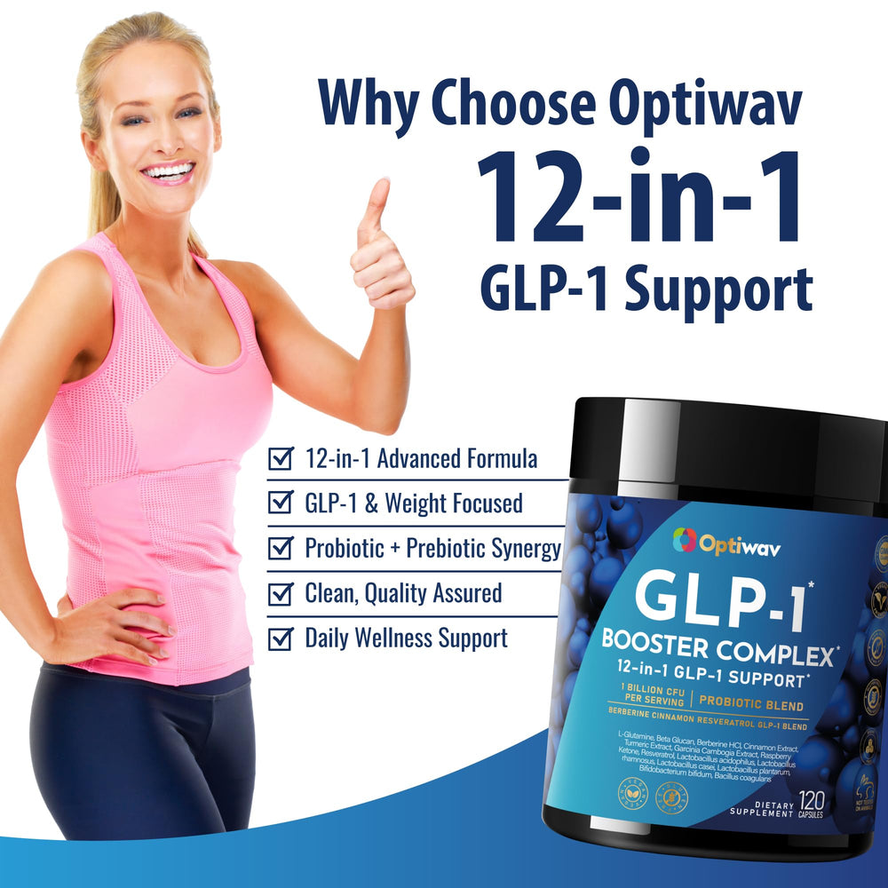 Probiotic capsule array emphasizing 1B CFU and prebiotic content