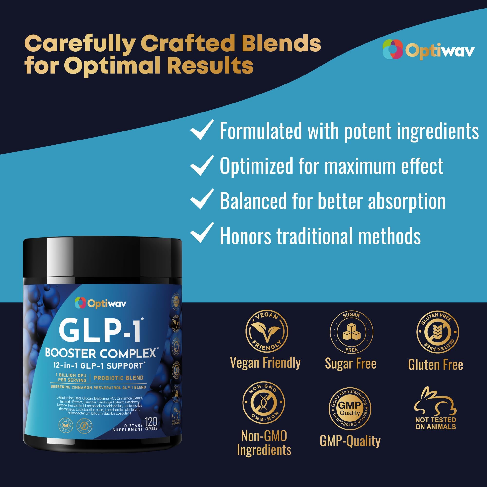 Lifestyle imagery showing healthy fruits and water with Optiwav