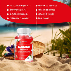 Close-up of OptiWav Tanning Gummies ingredients