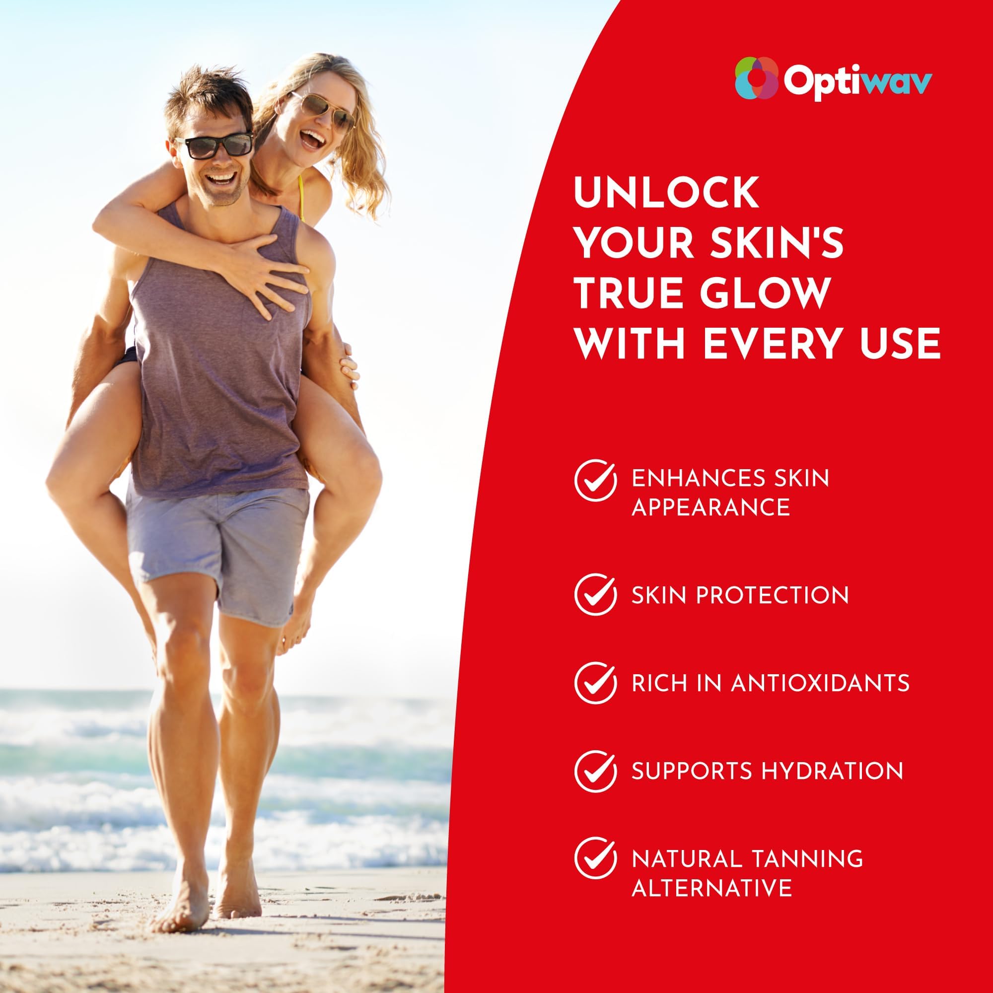 Back label showing nutrition and ingredients of OptiWav Tanning Gummies