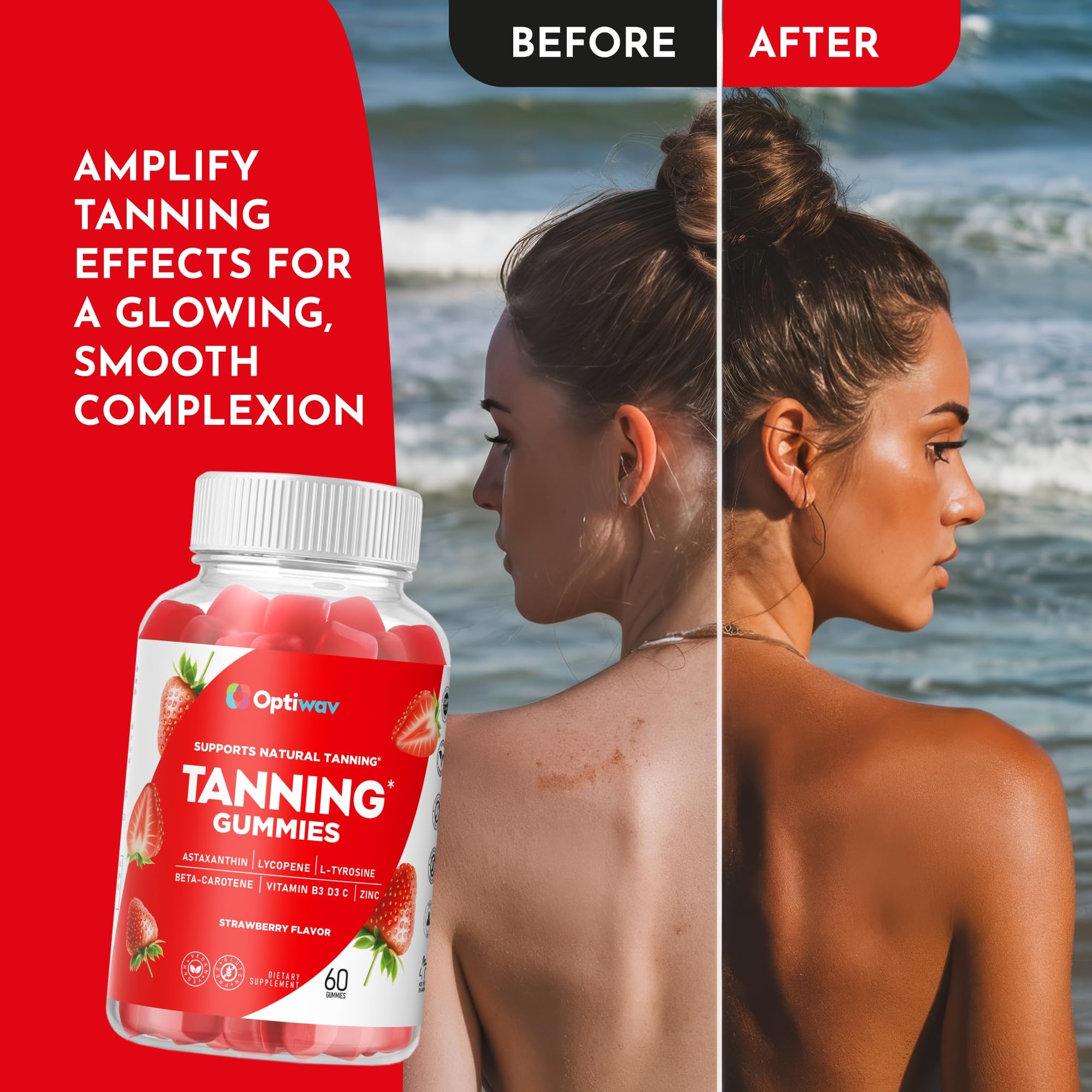 Strawberry-flavored OptiWav Tanning Gummies