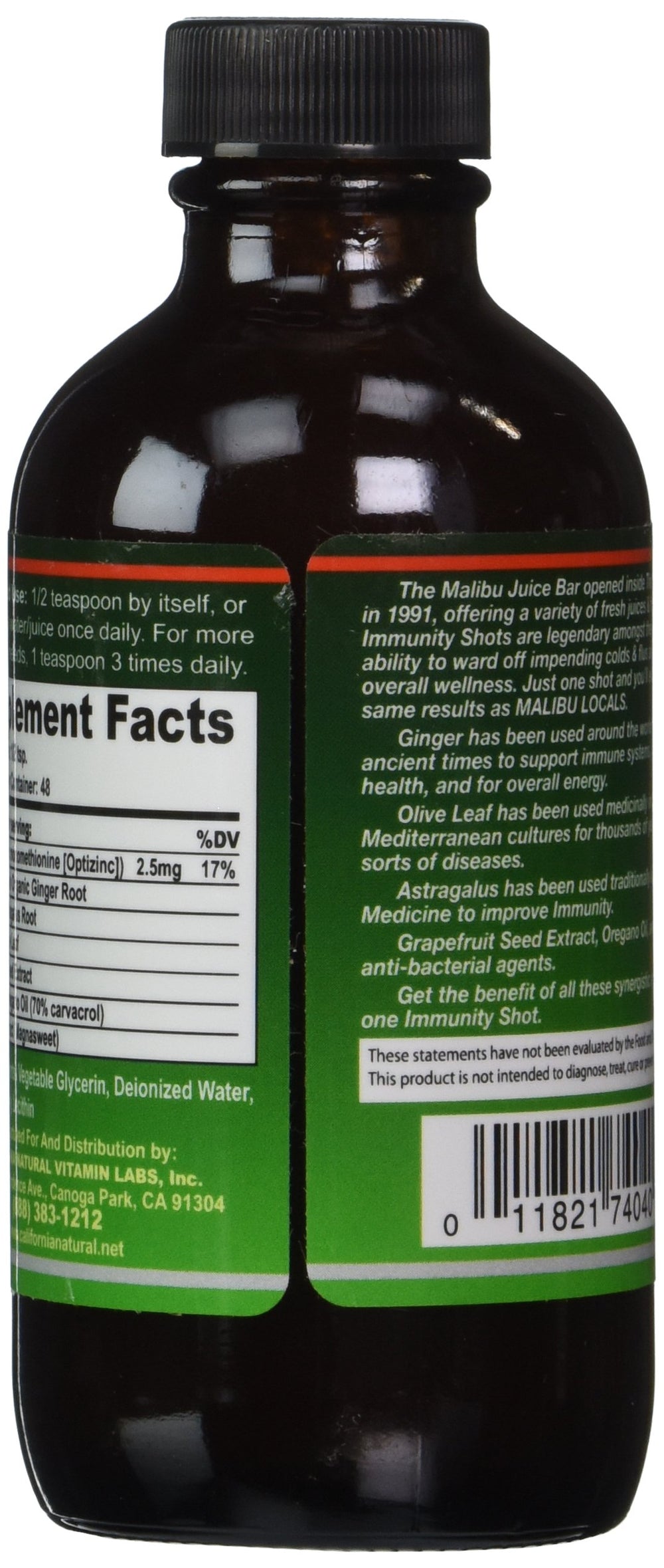 OptiZinc immune support label on bottle