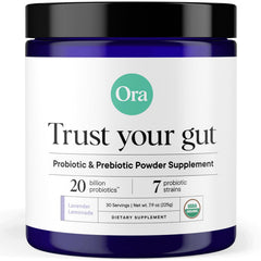 Ora Organic lavender lemonade bottle showing label for digestive balance.