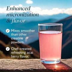 Ora Organic Creatine Monohydrate Acai Berry flavor with a convenient serving scoop included.