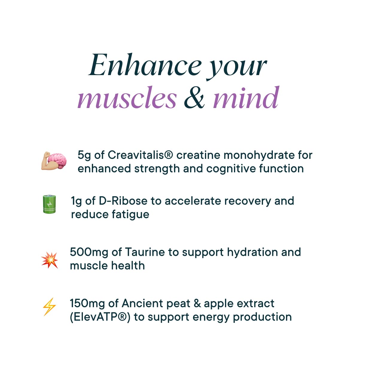 Ora Organic Creatine Monohydrate with D-Ribose supports recovery and sustained energy.