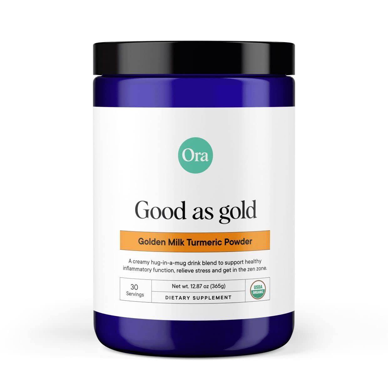 Ora Organic Golden Milk Powder Maple & Vanilla 30 servings container