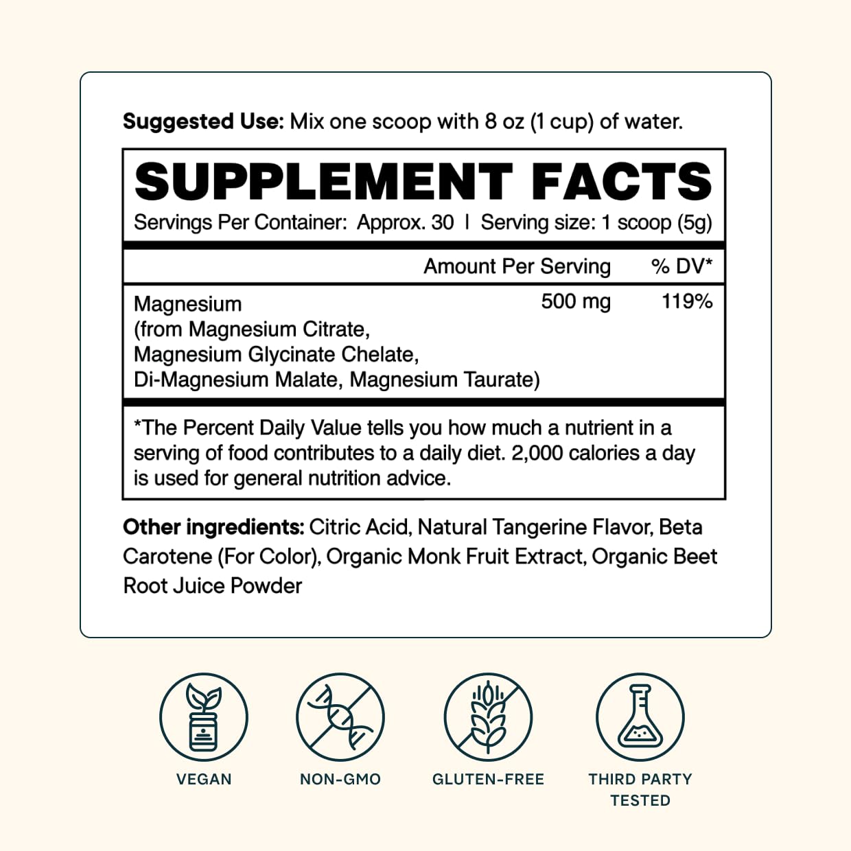 Magnesium powder aiding muscle recovery and steady energy