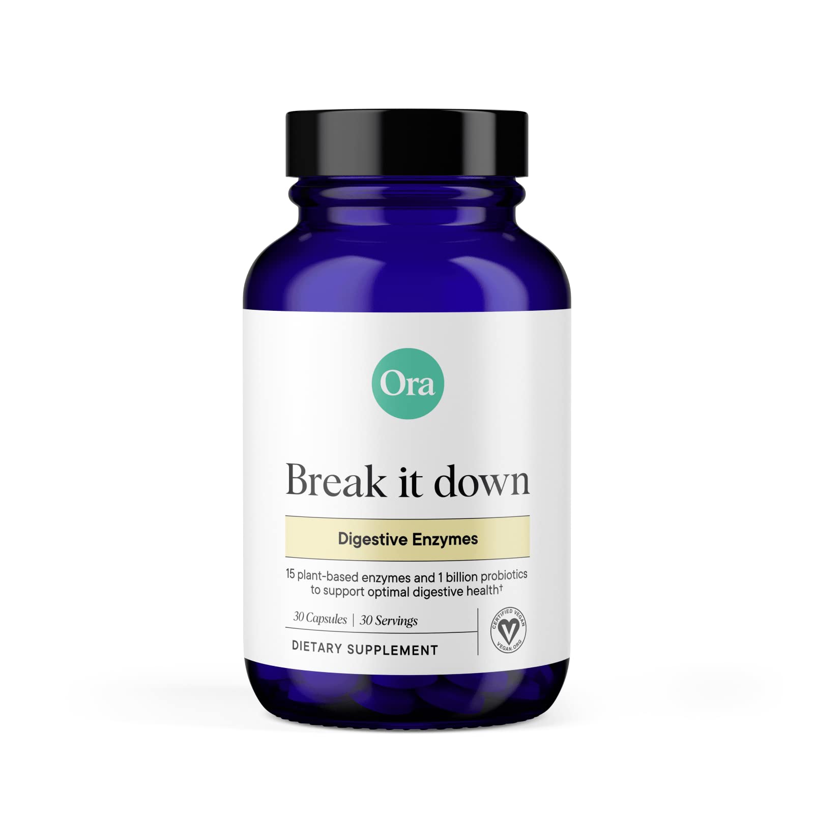 Front view of Ora Organic Multi-Enzyme Supplement bottle