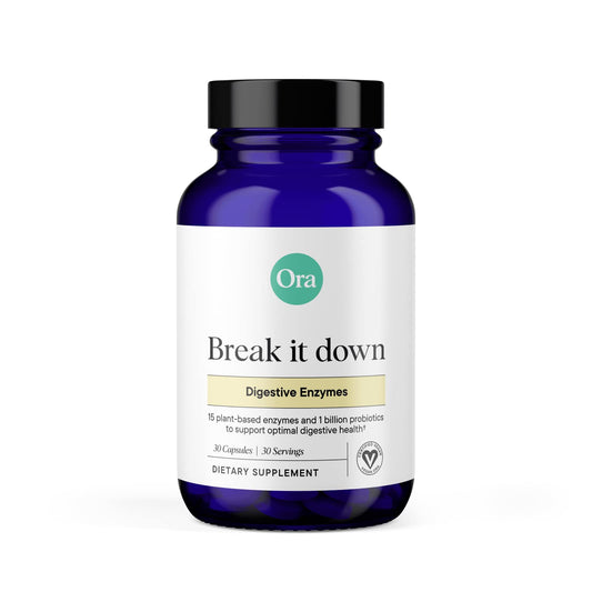Front view of Ora Organic Multi-Enzyme Supplement bottle