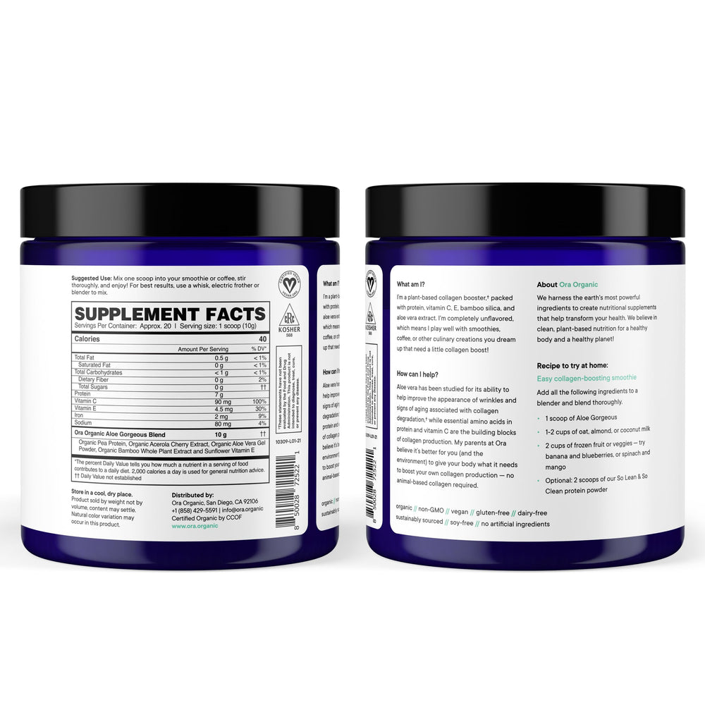 Plant-based protein blend showing amino acids for hair vitality.