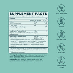 Ingredients: organic Jerusalem artichoke prebiotic and probiotic blend