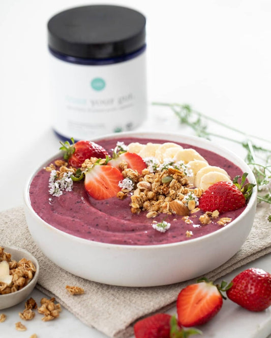 Label showing Ora Organic Apple Raspberry flavor for probiotic powder