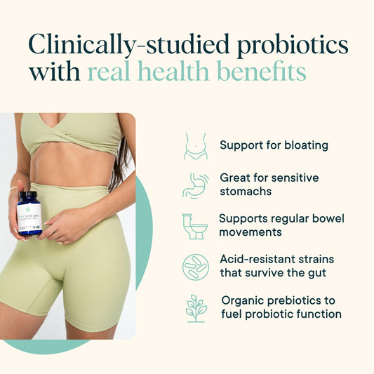 Close-up of probiotic strains listed on label: Lactobacillus Acidophilus, Reuteri